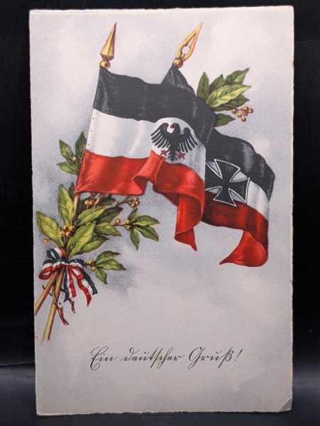 AK Ansichtskarte Postkarte Feldpost Patriotismus Patriotisch Fahne Adler 3