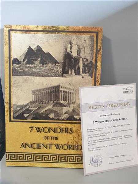 7x Münze Münzalbum 7 Wonders of the Ancient World Gigant 110g / 70mm vergoldet