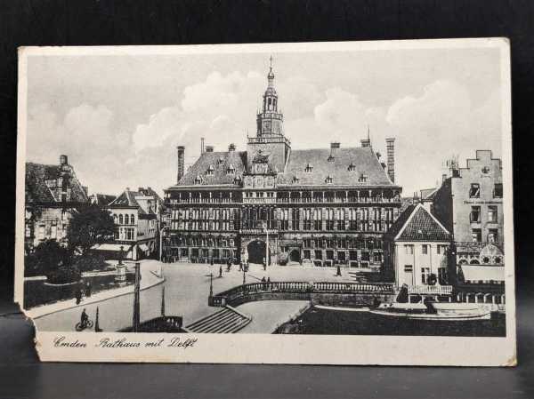 AK Ansichtskarte Postkarte Feldpost Emden Rathaus mit Delft