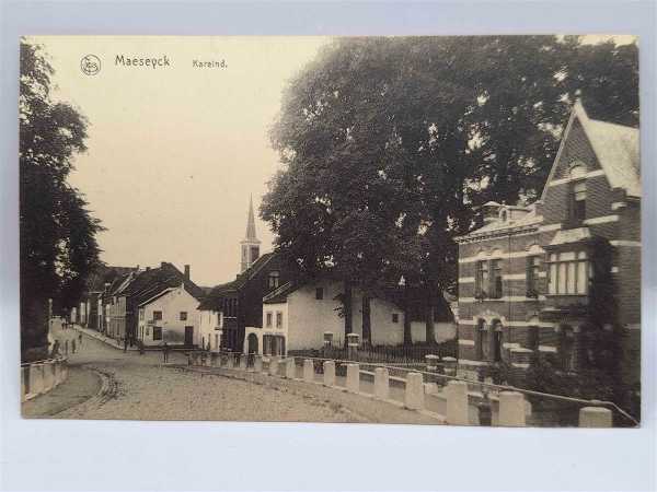 AK Ansichtskarte Postkarte Feldpost Straße Maeseyck Kareind Dragoner Regiment