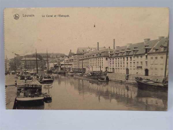 AK Ansichtskarte Postkarte Feldpost Louvain Le Canal et I´Entrepot