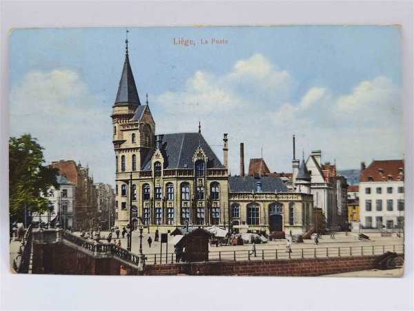 AK Ansichtskarte Postkarte Feldpost Liege la Poste 1913