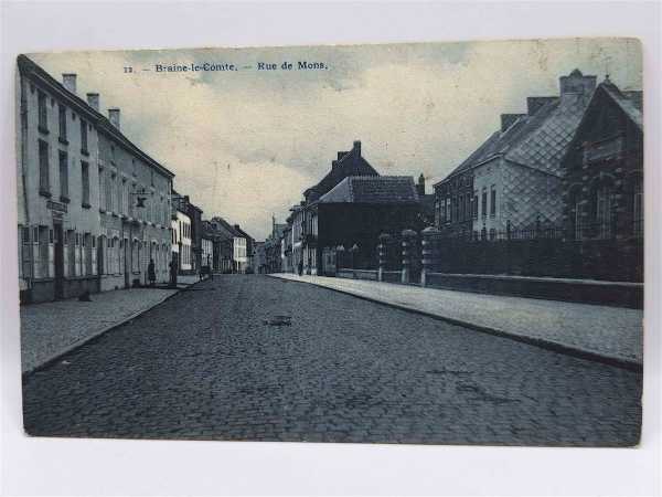 AK Ansichtskarte Postkarte Feldpost Straße Braine-le-Comte Rue de Mons