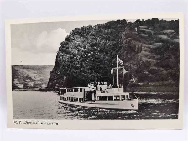 AK Ansichtskarte Postkarte Feldpost M.S. Olympia mit Loreley Schiff Boot