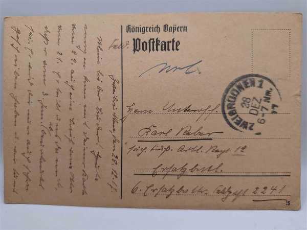 AK Ansichtskarte Postkarte Feldpost Königreich Bayern 1917