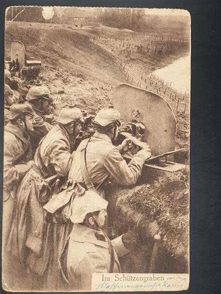 Ak Ansichtskarte Postkarte Feldpost Schützengraben Maschinengewehr Kompanie 1915