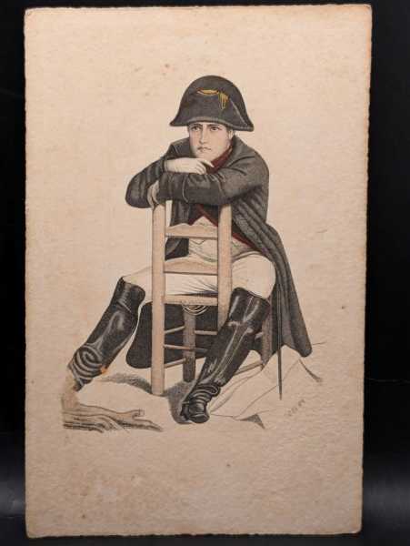 AK Ansichtskarte Postkarte Feldpost Novitas Napoleon Bonaparte Auf Stuhl Uniform