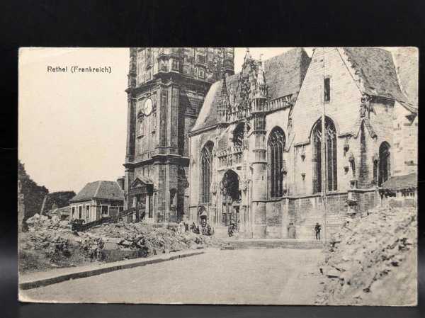 AK Ansichtskarte Postkarte Feldpost Rethel Frankreich France Kirche