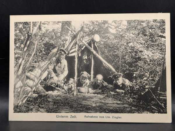 AK Ansichtskarte Postkarte Feldpost Unterm Zelt Aufnahme von Ltn. Ziegler