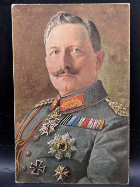 AK Ansichtskarte Postkarte Feldpost Kaiser Wilhelm Farbe viele Orden General