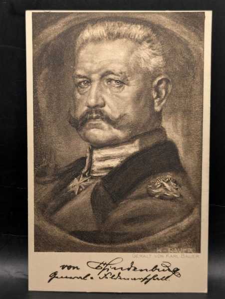 AK Ansichtskarte Postkarte Feldpost Von Hindenburg Karl Bauer Gemälde Kunst