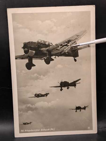 AK Ansichtskarte Postkarte Feldpost Foto P.K. Kriegsberichter Billhardt Stuka