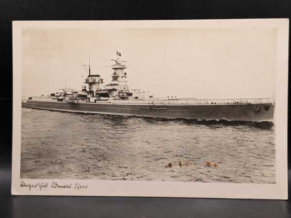 AK Ansichtskarte Postkarte Feldpost Foto Panzerschiff Admiral Speer