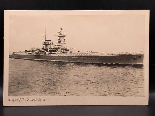 AK Ansichtskarte Postkarte Feldpost Foto Panzerschiff Admiral Speer Marine