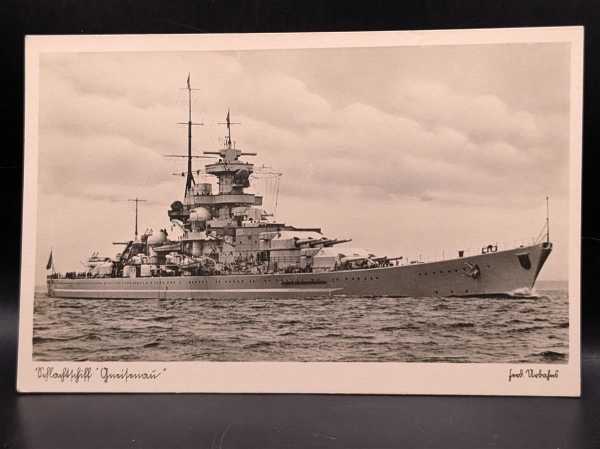 AK Ansichtskarte Postkarte Feldpost Foto Gneisenau Schlachtschiff Kriegsmarine