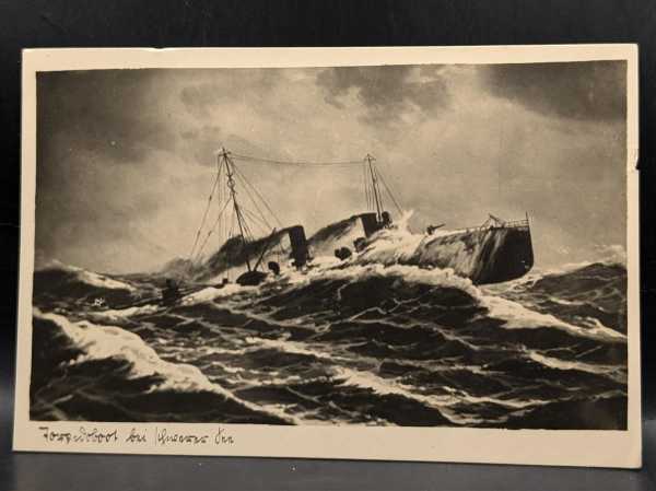 AK Ansichtskarte Postkarte Feldpost Foto Torpedoboot bei Schwerer See