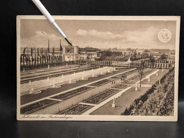 Ansichtskarte Postkarte Feldpost Foto Düsseldorf Teilansicht der Gartenanlagen