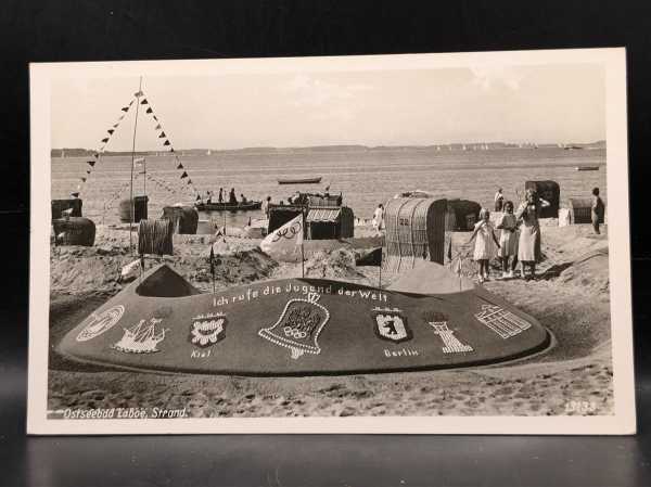 Postkarte Feldpost Foto Ostseebad Laboe Ich Rufe die Jugend der Welt Olympia RAR