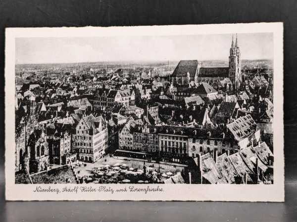 AK Ansichtskarte Postkarte Feldpost Foto Nürnberg Adolf Hitler-Platz Lorenzkirche