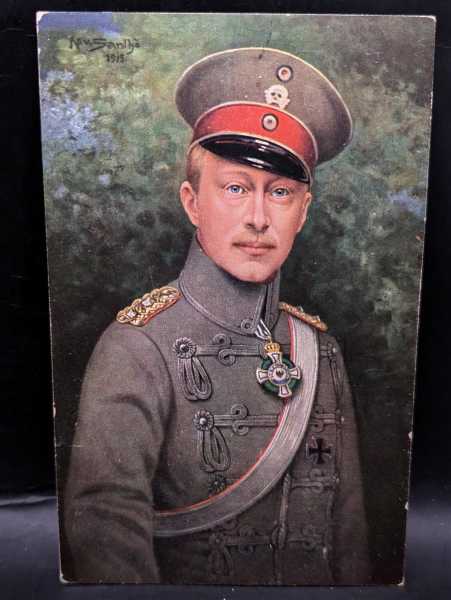 AK Ansichtskarte Postkarte Feldpost Kronprinz Wilhelm Husaren Totenkopf Uniform