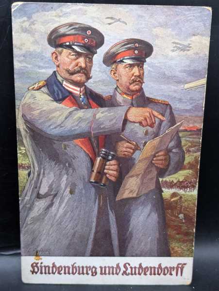 AK Ansichtskarte Postkarte Feldpost Hindenburg und Ludendorff im Felde General