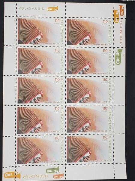 Bund 2001 Deutschland Volksmusik DM / € postfrisch Briefmarke Bogen Kleinbogen