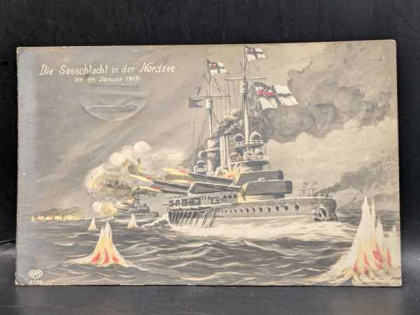 AK Ansichtskarte Postkarte Feldpost Die Seeschlacht in der Nordsee 1915 Marine