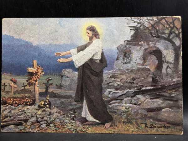 AK Ansichtskarte Postkarte Feldpost Pickelhaube Jesus Christus HEILAND