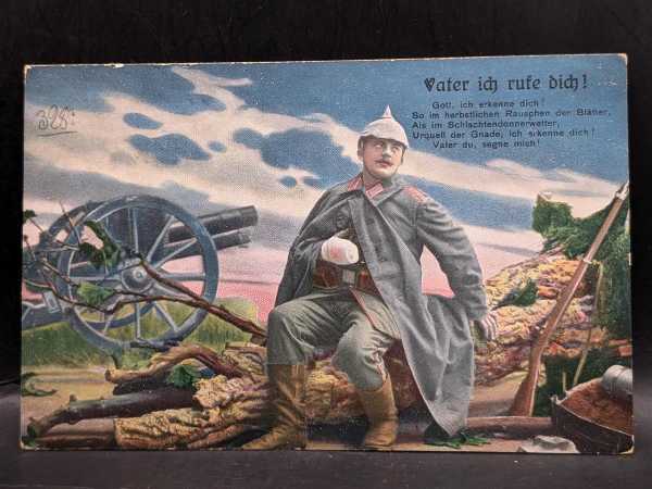 AK Ansichtskarte Postkarte Feldpost Vater ich rufe dich Soldat Geschütz