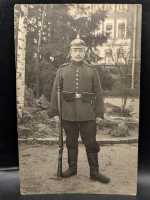 AK Ansichtskarte Feldpost Soldat Pickelhaube Stern Volle Ausrüstung Gewehr