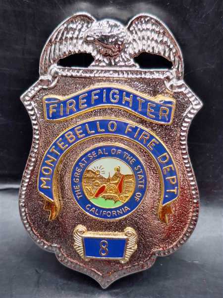 Fire Fighter Montebello Fire Dept. California US Feuerwehr Badge Fire Department