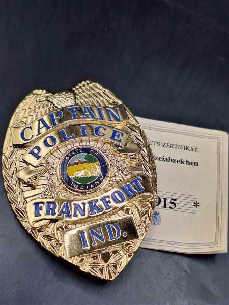 Captain Police Frankfort Indiana US Badge Polizei Police Abzeichen Marke Insigne