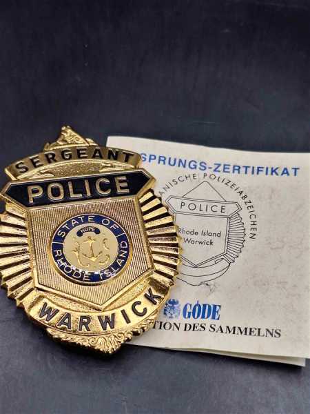 Sergeant Police Rhode Island Warwick US Badge Polizei Police Abzeichen Insigne