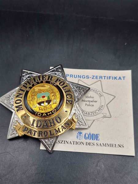 Montpelier Police Idaho Patrolman US Badge Polizei Police Abzeichen Insigne