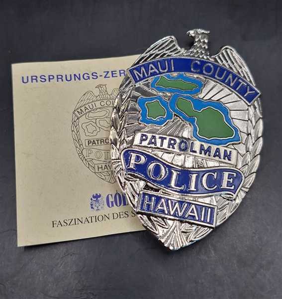 Maui County Patrolman Police Hawaii US Badge Polizei Police Abzeichen Insigne