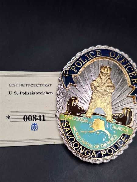 Police Officer Savoonga Police Alaska US Badge Polizei Police Abzeichen Marke