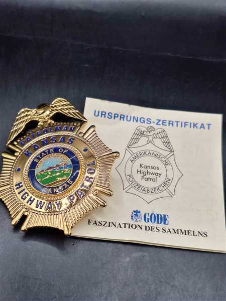 Patrolman Kansas Highway Patrol US Badge Polizei Police Abzeichen Marke Insigne