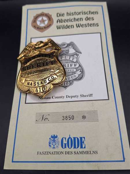 Nassau County Deputy Sheriff 1922 Badge Polizei Police Abzeichen Marke Insigne