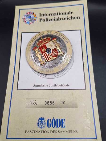 Spanische Justizbehörde Agente Judicial Spain Badge Police Polizei Orden