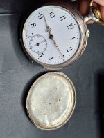 RHEIN Alte Taschenuhr 800er Punze Nummeriert Silber Läuft! im Etui mit Kette