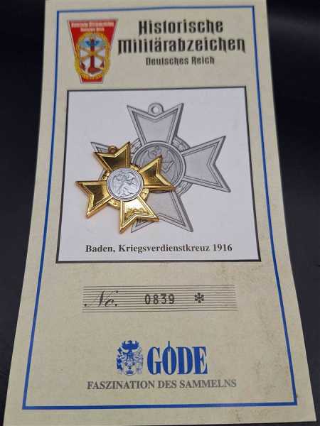 Baden Kriegsverdienstkreuz 1916 Göde Sammlungsanfertigung Orden