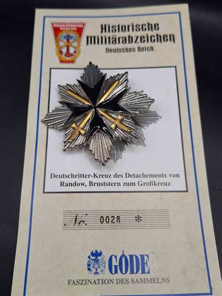 Deutschritter-Kreuz Detachements Randow Brusterstern zum Großkreuz Göde Orden