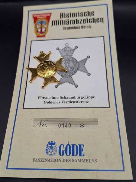 Fürstentum Schaumburg-Lippe Goldenes Verdienstkreuz Sammlungsanfertigung Orden