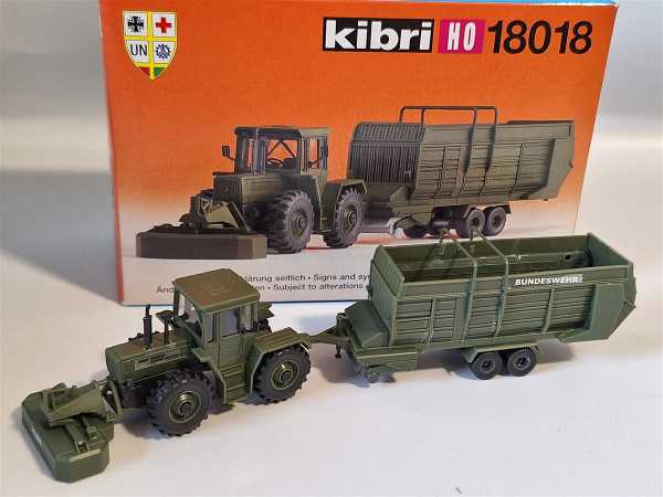 Kibri 18018 Traktor m. Mäher + Ladewagen H0 1:87 Modellbausatz Gebaut OVP