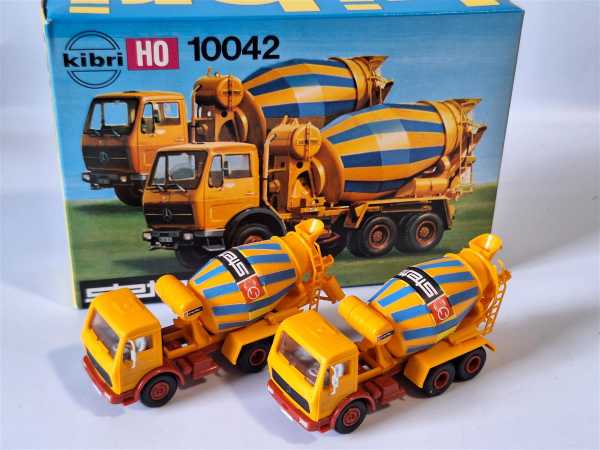 Kibri 10042 2x Fahrmischer Betonmischer Stetter H0 1:87 Modellbausatz Gebaut OVP