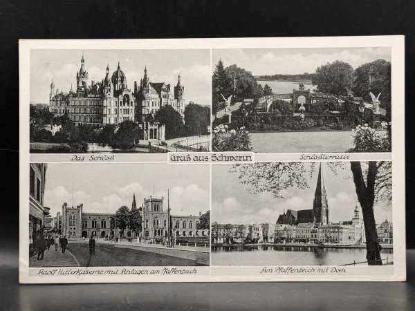 AK Ansichtskarte Postkarte Feldpost Gruß aus Schwerin 2. Wk A.H. Kaserne Dom