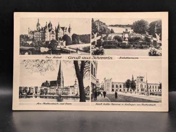 AK Ansichtskarte Postkarte Feldpost Gruß aus Schwerin Schloßterrasse Kaserne