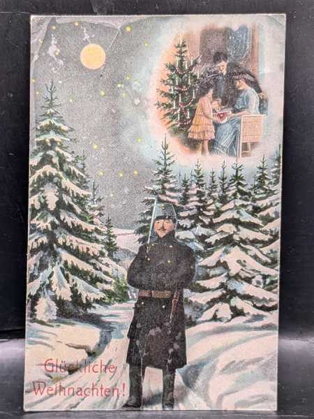 AK Ansichtskarte Postkarte Feldpost Glückliche Weihnachten Soldat Gedanken Heim