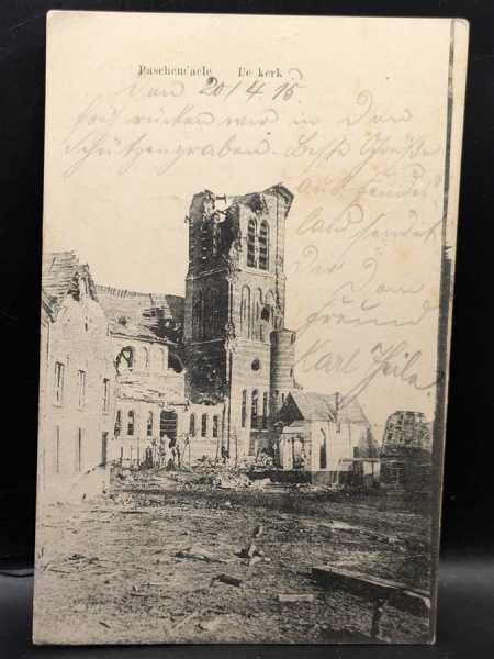 AK Ansichtskarte Postkarte Feldpost Paschendacle De Kerk