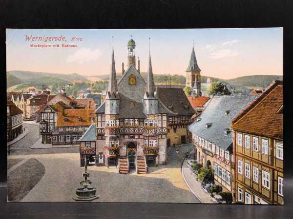 AK Ansichtskarte Postkarte Feldpost Wernigerode Marktplatz mit Rathaus Schön